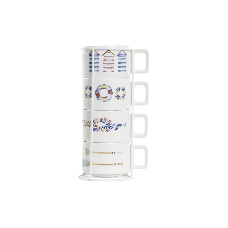 Cafe Set of 4 Dolomite Metal 11 x 14 x 27 cm, 260 ml, Salitre