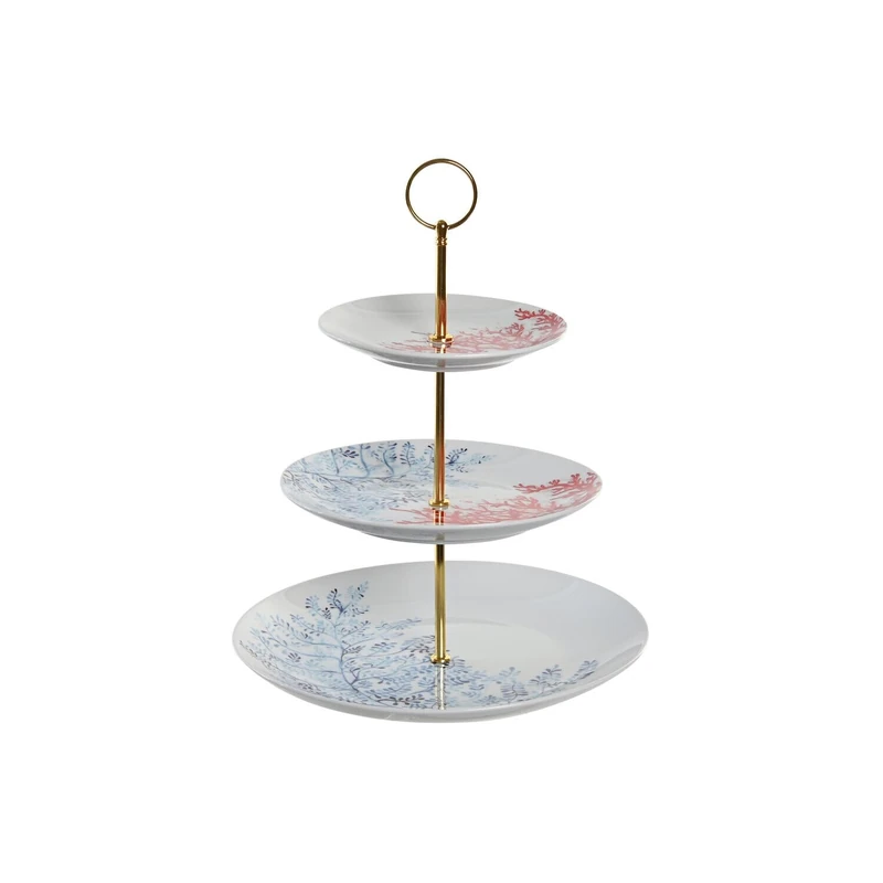AlexandreHouse Fruit Fruit Porcelain Metal 27 x 27 x 34 cm 3Pisos Coral Azul - Image 1