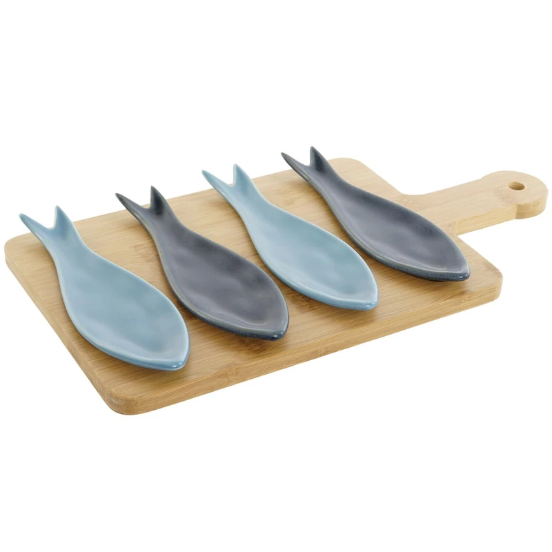 Set of 5 Bamboo Porcelain Aperitif 36 x 18 x 1.3 Peces