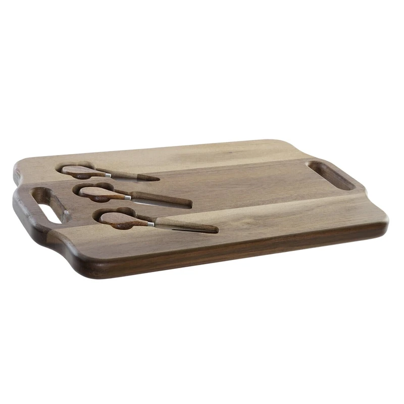 Table Cortar Acacia 42 x 25 x 2.2 cm 3 Cuchillos Natural - Image 1