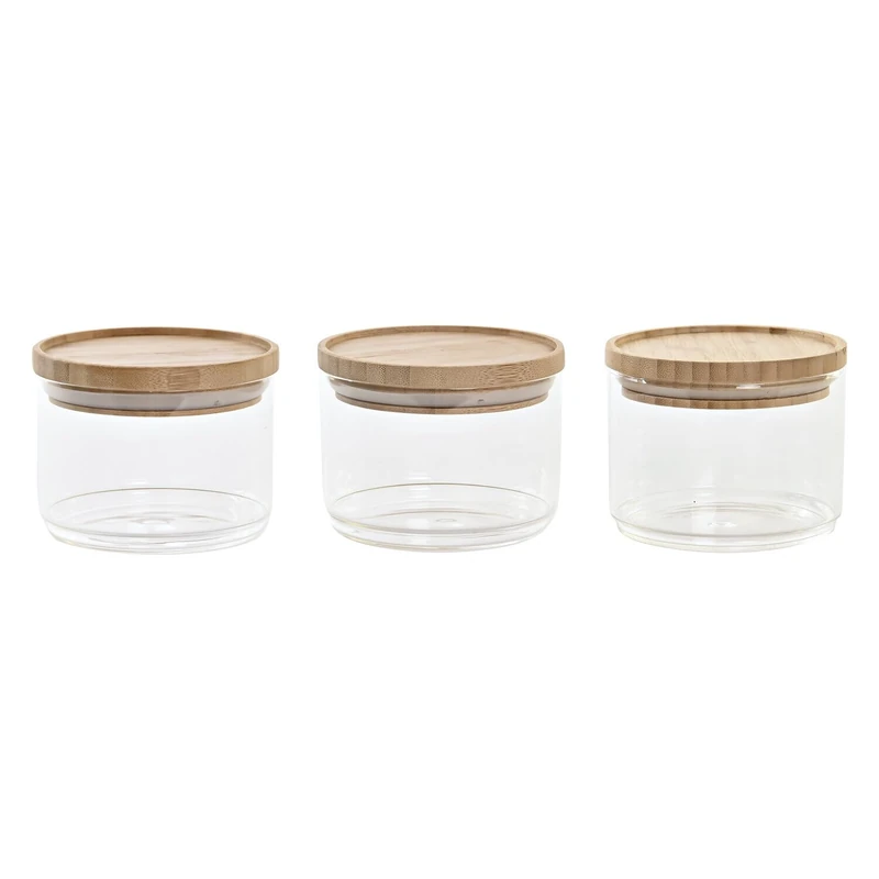 AlexandreHouse BOTE Set of 3 Borosilicate Bamboo 10 x 10 x 7.5 cm 470 ml - Image 1