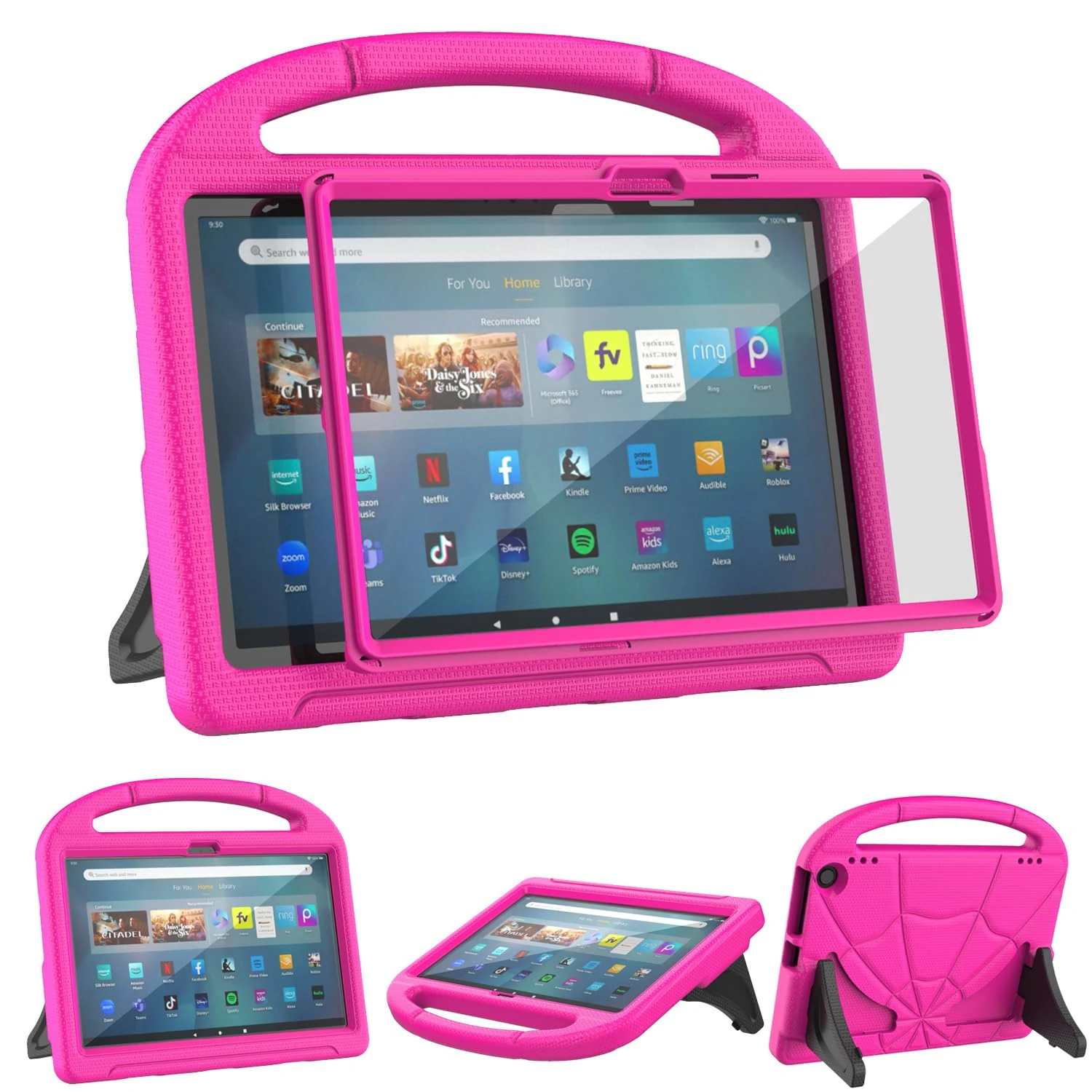 Kids Tablet Case for 11inch Tablets with Screen Protector (Only for 13th Gen, 2023 Released Model), Not for Nokia TCL 11inch Tablets, Mansiruyi Lightweight Shockproof Case with Handle Stand - Pink