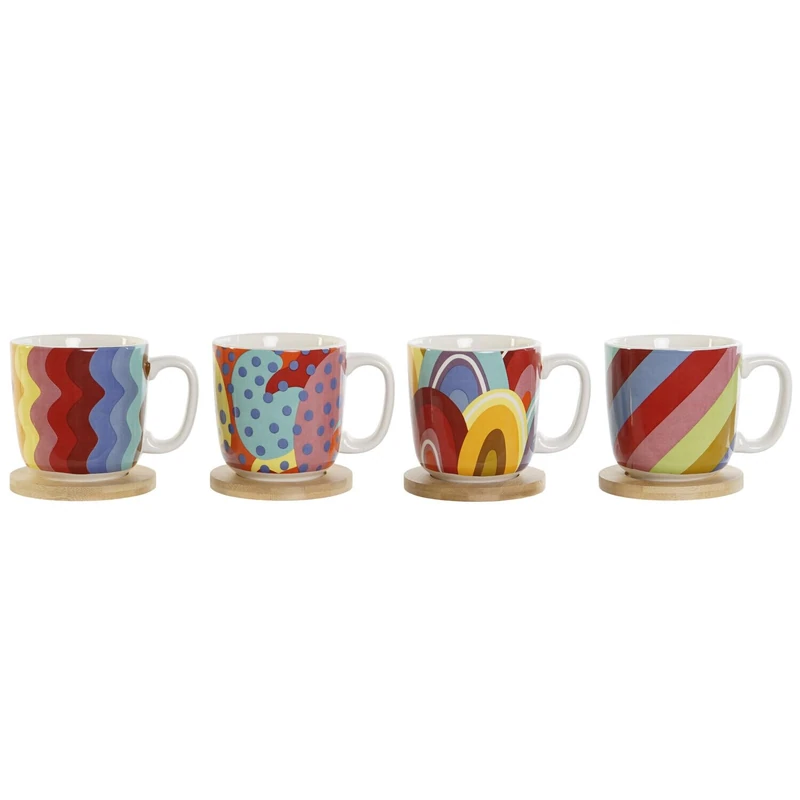 Cafe Set of 4 Dolomite Bamboo 13 x 10 x 10.5 cm 180 ml