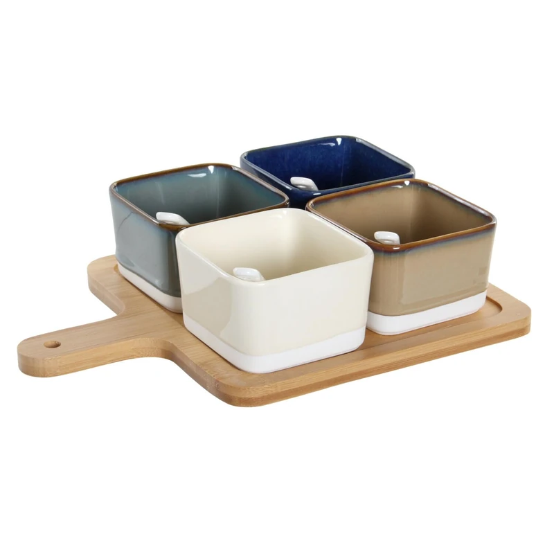 Set of 5 Bamboo Porcelain 27 x 20 x 1.3 cm Brown - Image 1