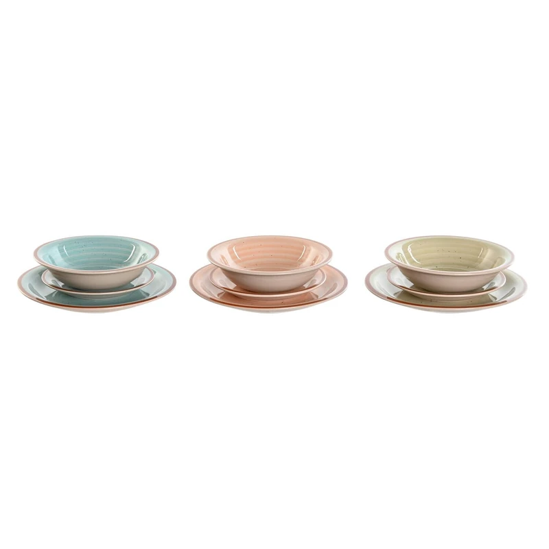 Vajilla Set 18 Stoneware 27.5 x 27.5 x 3 cm Mix Amber - Image 1