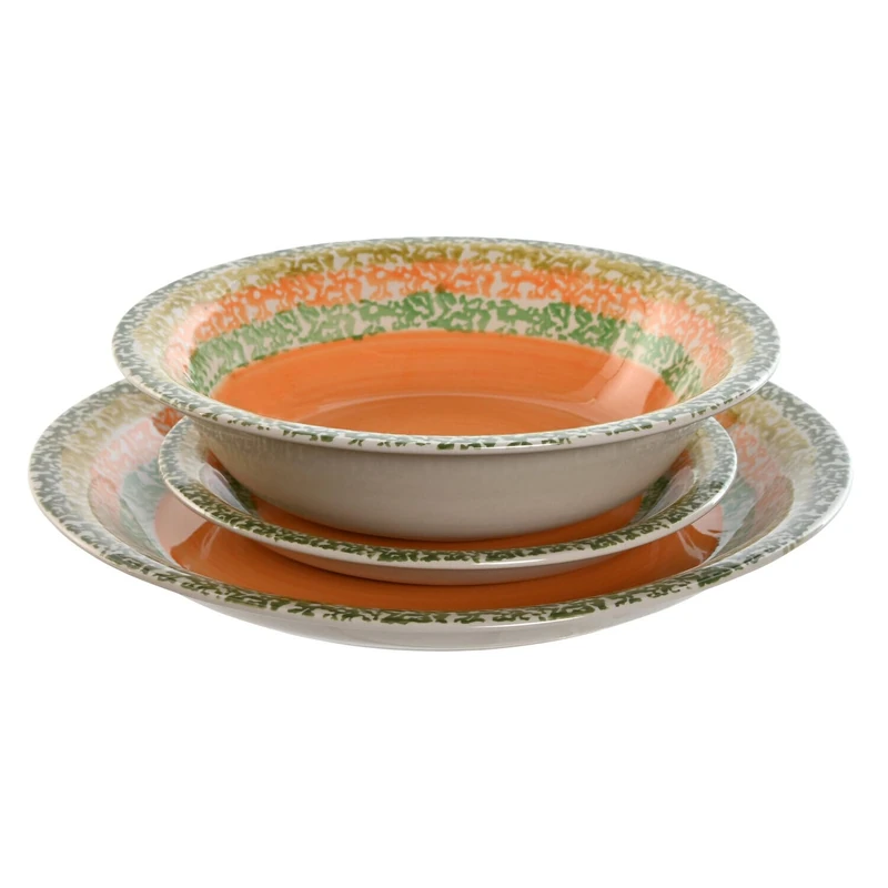 Vajilla Set 18 Stoneware 27 x 27 x 2 cm Naranja
