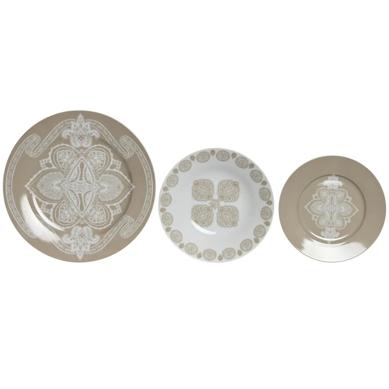 Vajilla Set 18 Porcelain 27X27X2 Delhi Beige - Image 1