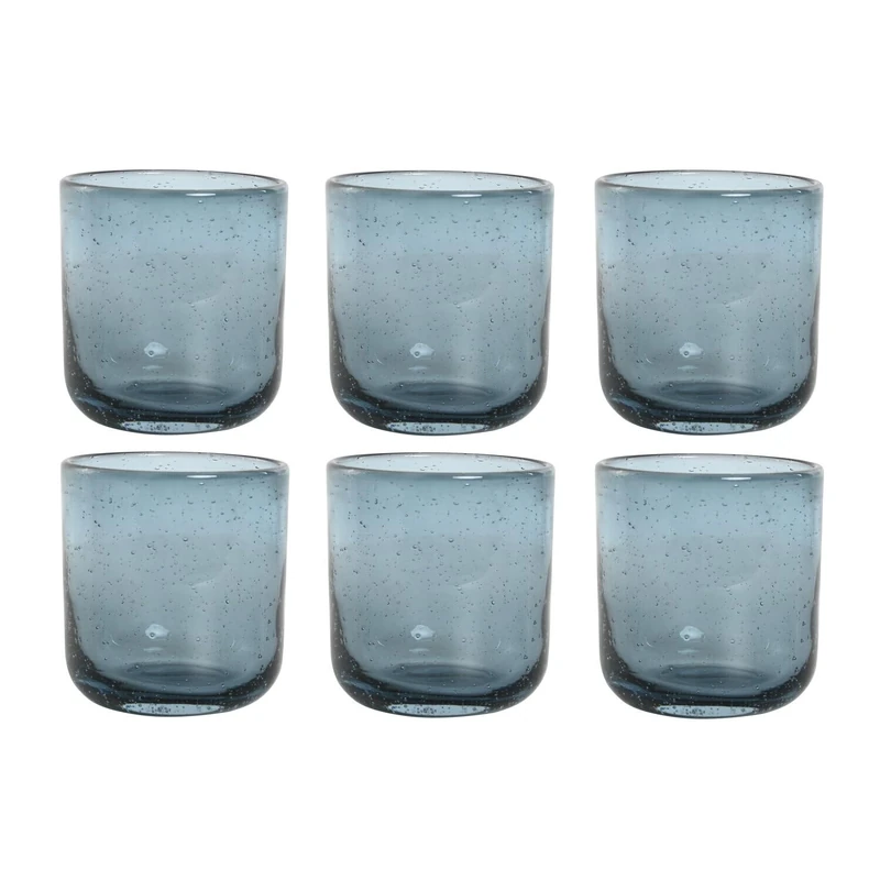 AlexandreHouse Burbujas Azul Vase Set 6 Crystal 8.3 x 8.3 x 9.3 320 ml