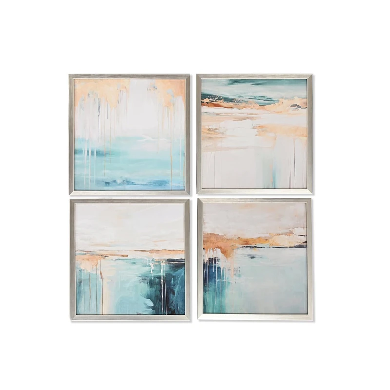 AlexandreHouse Cuadro Set of 4 Lime MDF 32 x 2 x 32 cm Abstract