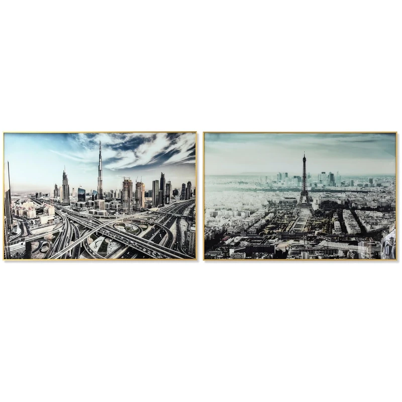 AlexandreHouse Cuadro Crystal Aluminium 120 x 4 x 80 cm Ciudad 2 Surt. - Image 1