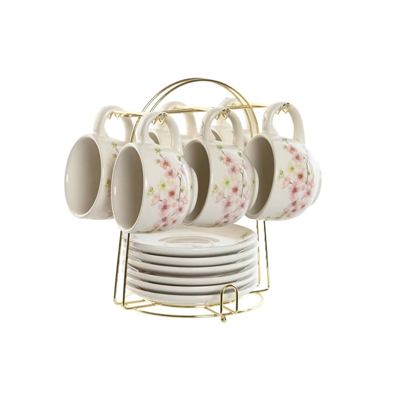 Cafe Set of 6 Dolomite Metal 20 x 18 x 20 cm 180 ml Almendro
