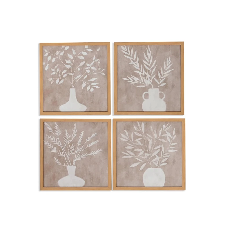 AlexandreHouse Cuadro Set of 4 Lienzo MDF 30 x 2 x 30 Garrones 2 Surt. - Image 1
