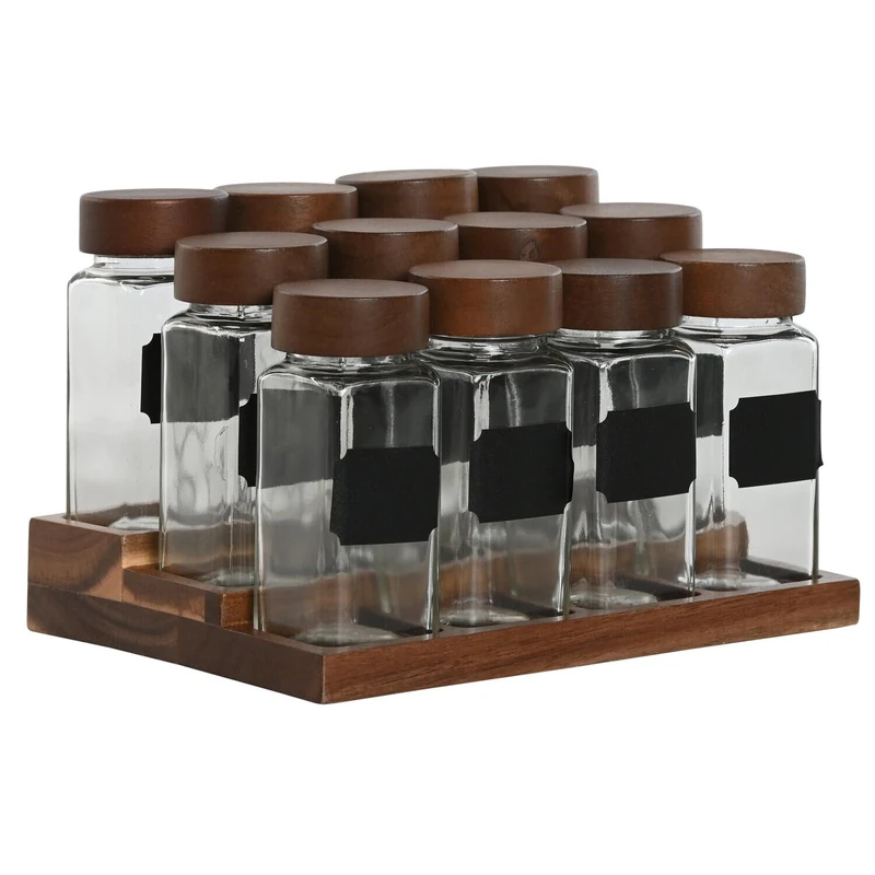 AlexandreHouse Especiero Set of 12 Acacia Crystal 20.5 x 16.5 x 13 90 ml