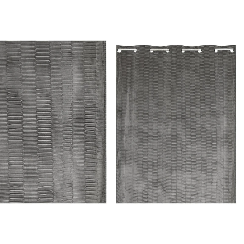 Cortina Polyester 140 x 260 cm 8 Annillas Gris Claro - Image 1
