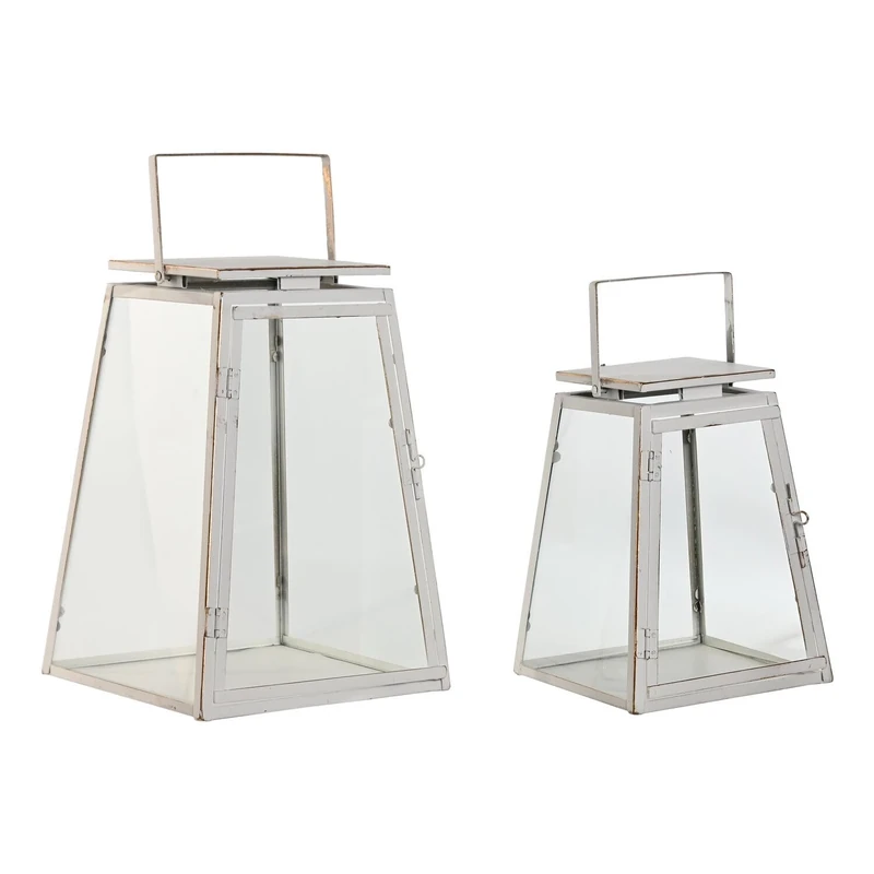 Farola Set of 2 Metal Crystal 26 x 26 x 38.5 cm 20 x 20 x 28.5 cm - Image 1