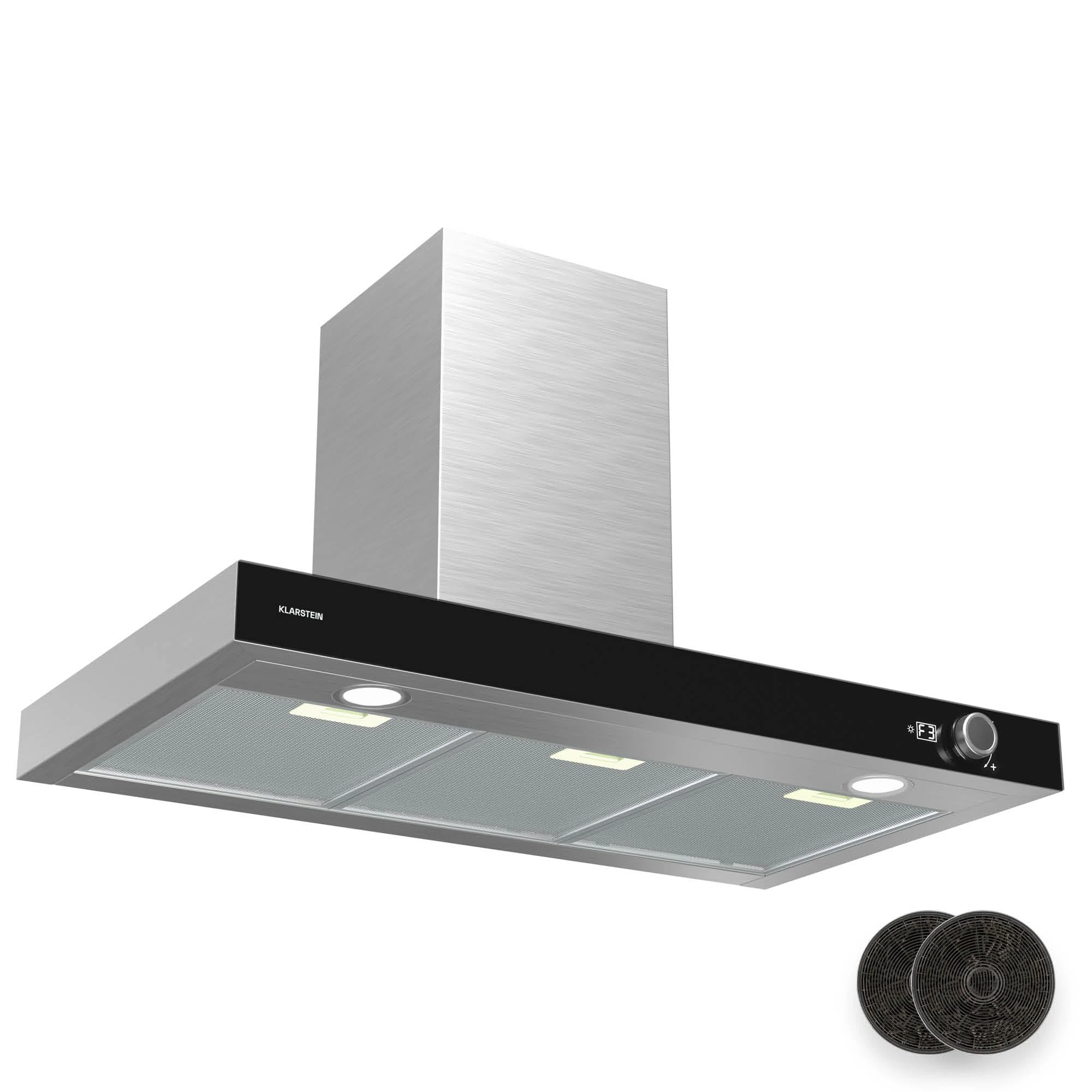 Klarstein AirNova Extractor Hood - 90cm Wall-Mounted Cooker Hood, 620 m³/h Air Flow, A++ Energy Efficiency, LED Lighting 6500K, Quiet 49 dB, Stainless Steel, Recirculation & Exhaust