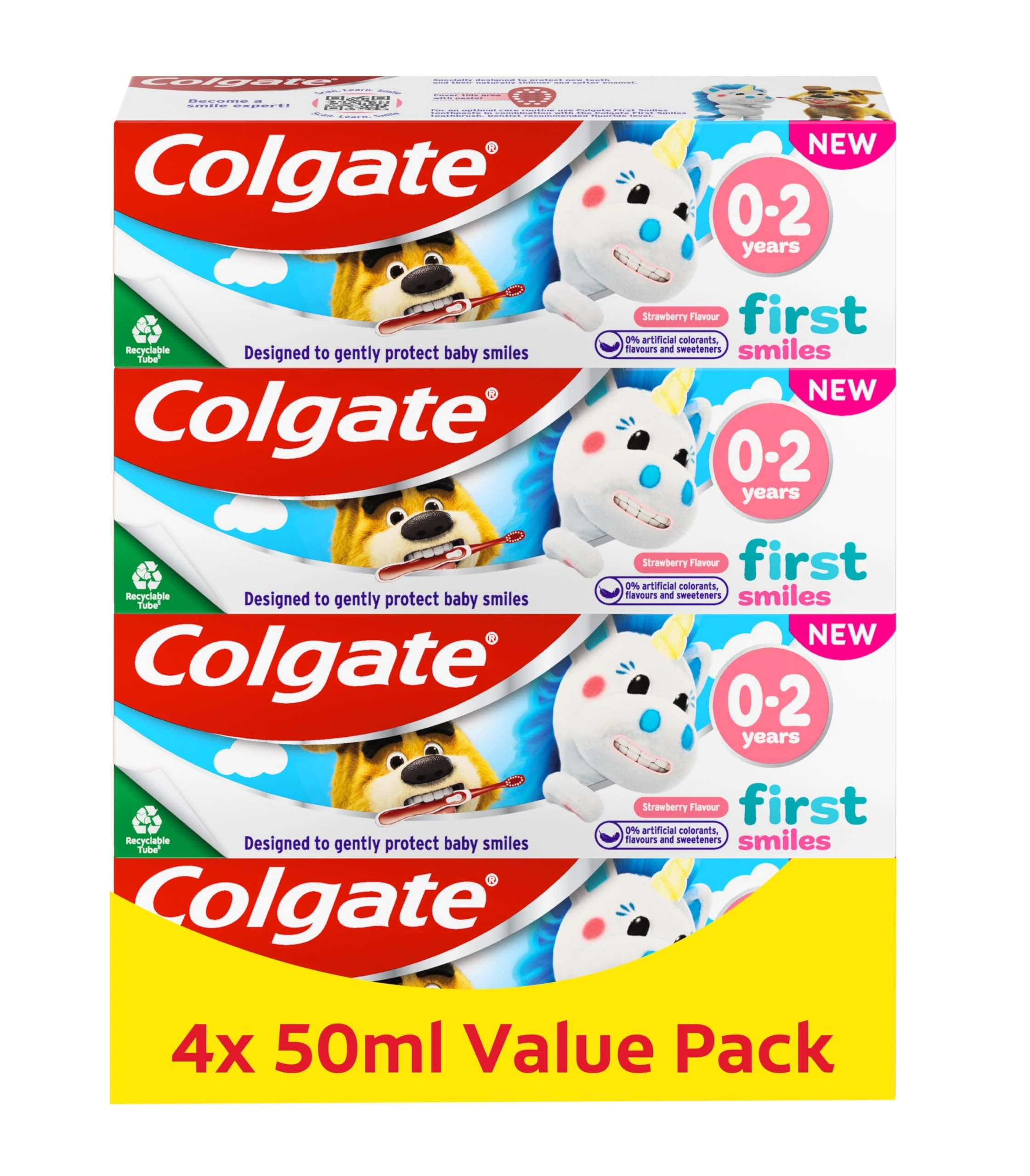 Colgate Kids Toothpaste Multipack 0-2 Years – Gentle Milk Teeth Toothpaste – Contains Dentist-Recommended Level of Fluoride – 0% Artificial Colourants, Flavours and Sweeteners