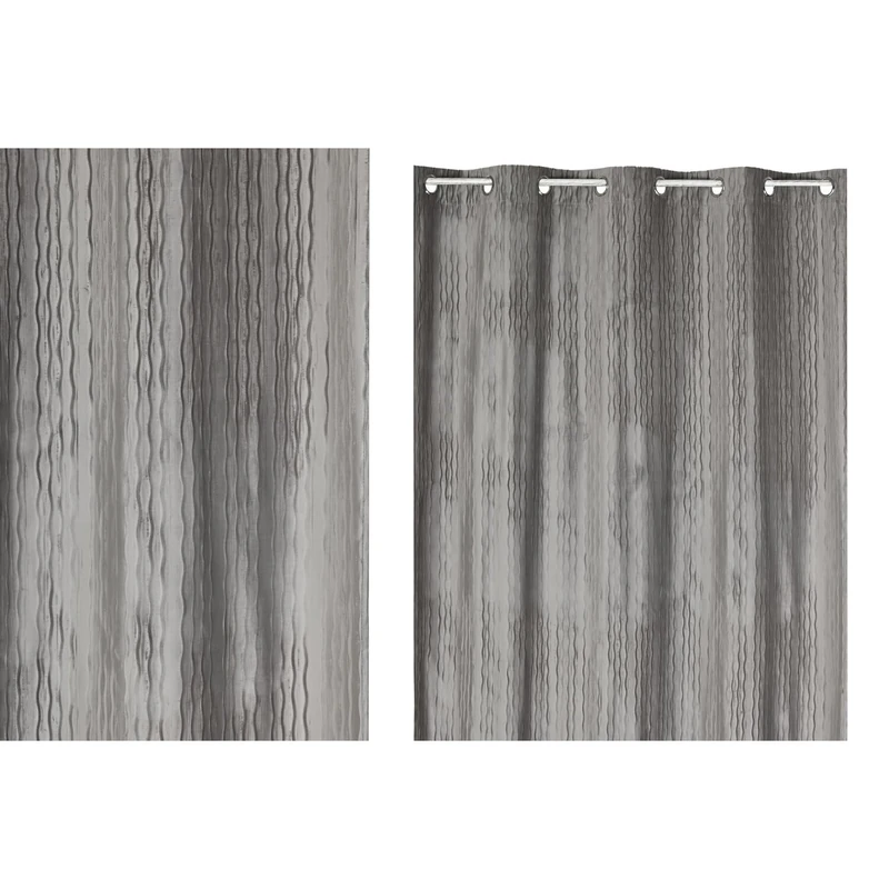 Cortina Polyester 140 x 260 cm 8 Annillas Gris Claro - Image 1