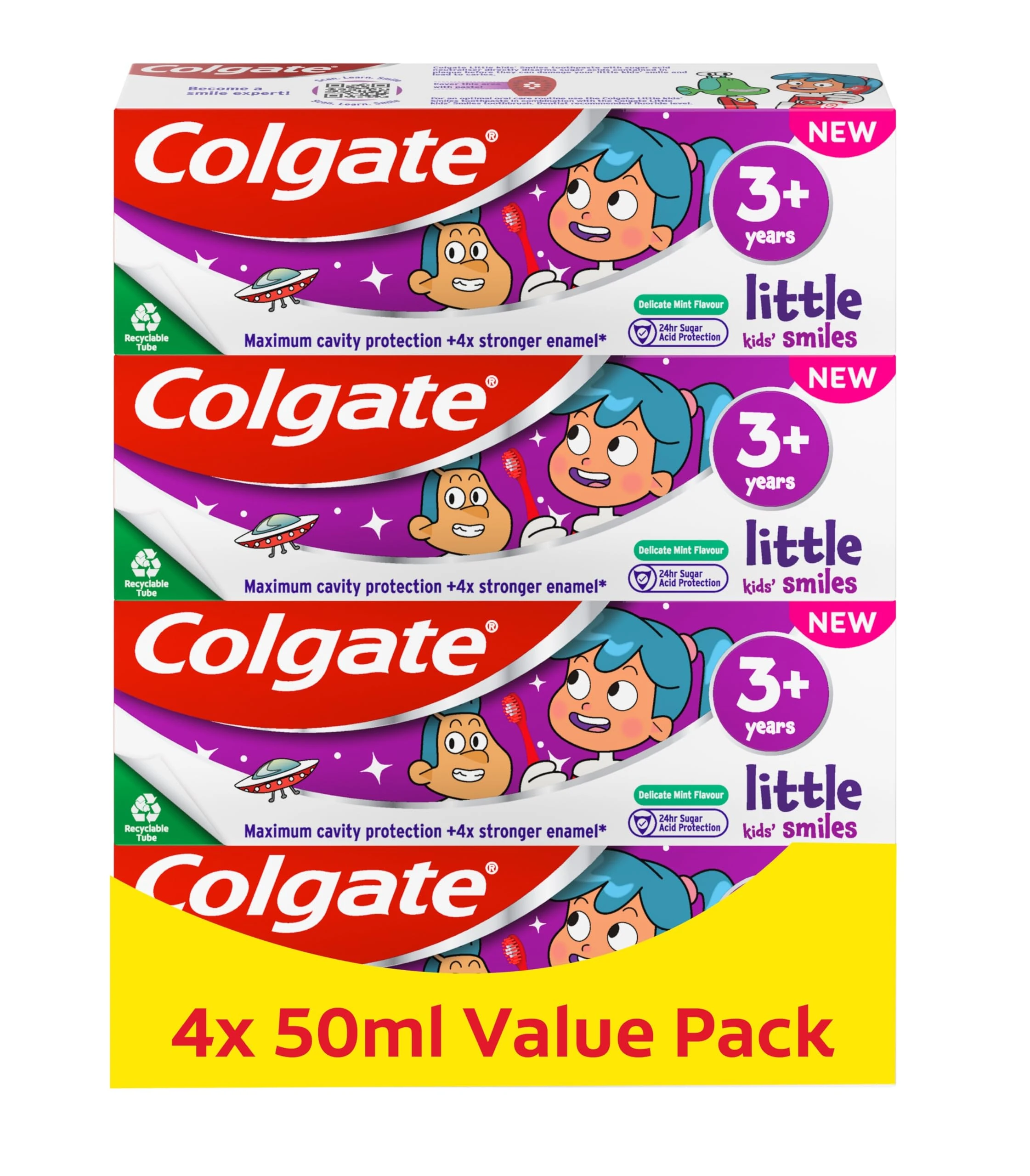 Colgate Kids Toothpaste Multipack 3+ Years – Gentle Toothpaste for Kids – Contains Dentist-Recommended Level of Fluoride – Maximum Cavity Protection – 4X Stronger Enamel*