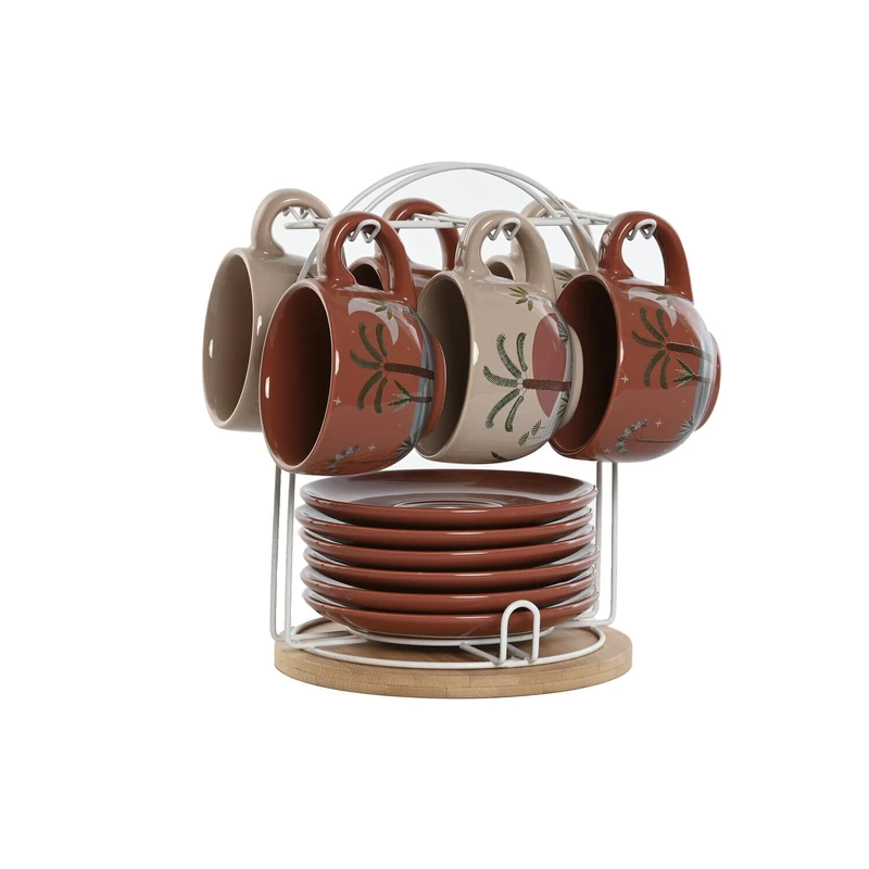 Cafe Set of 6 Dolomite Metal 20 x 18 x 20 cm, 180 ml Calima - Image 1