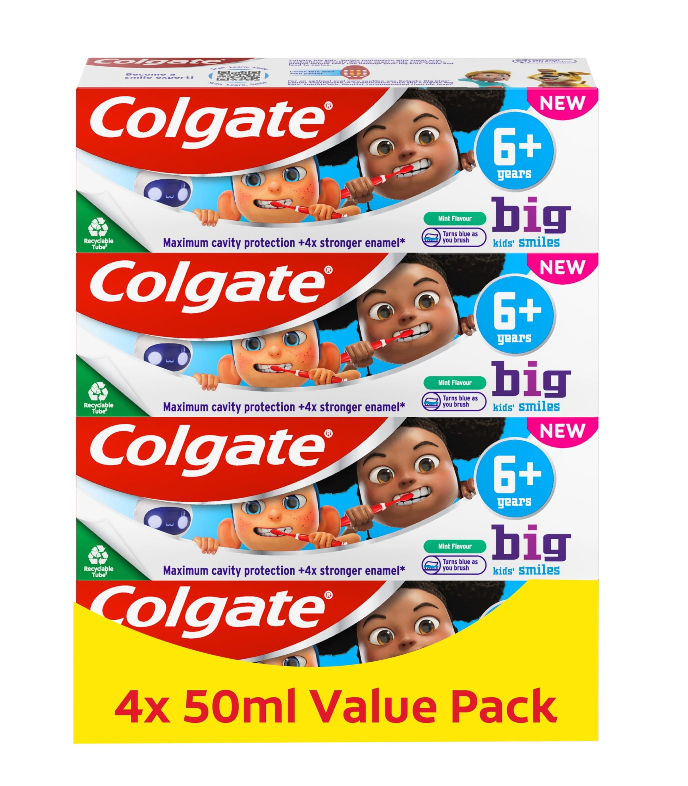 Colgate Kids Toothpaste Multipack 6+ Years – Gentle Toothpaste for Kids – Contains Dentist-Recommended Level of Fluoride – Maximum Cavity Protection – 4X Stronger Enamel*