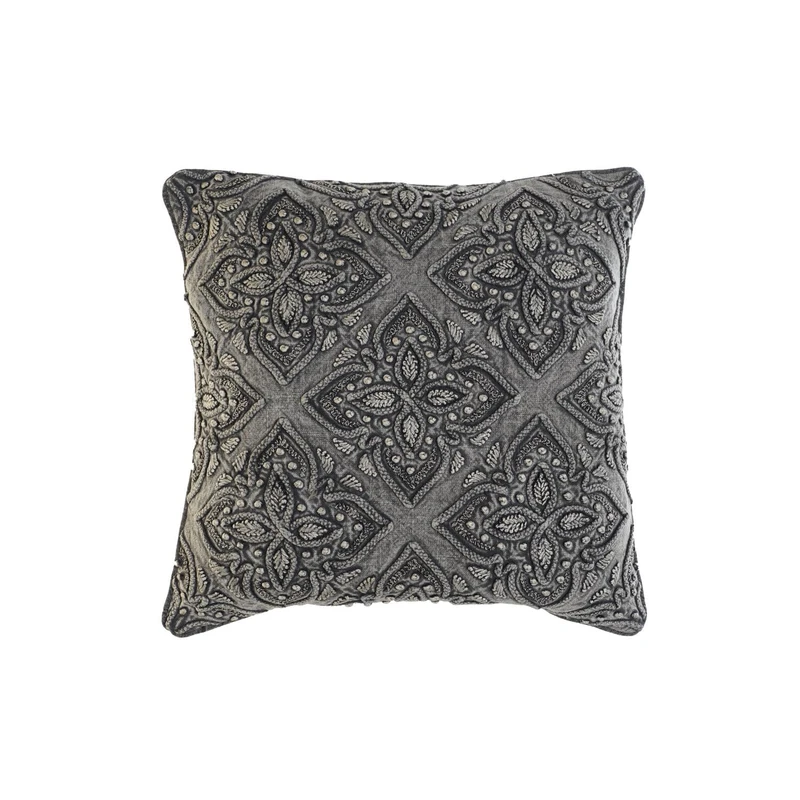 Cojin Algodon 50 x 15 x 50 cm, 560 g, Bordado Gris Claro