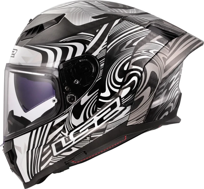 LS2 Dragon FF807. Motorcycle Helmet. Full Face. Full Carbon. Dark Visor, Pinlock and Carrying Bag Included. Enthum Gloss Silver. XS