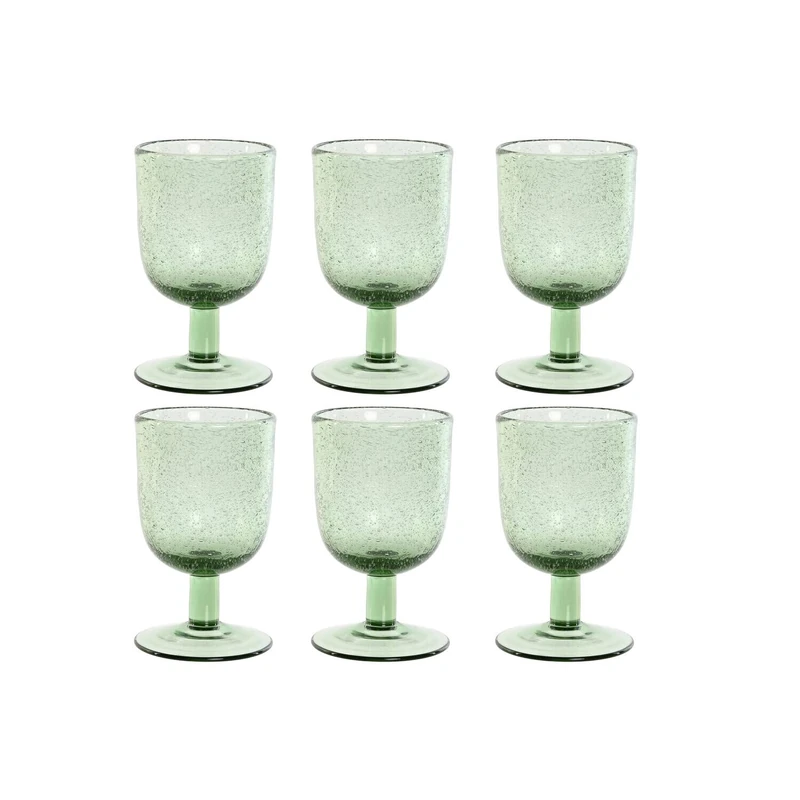 AlexandreHouse Copa Set of 6 Crystal 8 x 8 x 14 300 ml Burbujas Green