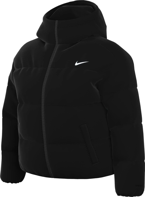 Nike Sportswear Classic Puffer Loose Therma-Fit Hooded Jacket for Women (Large Sizes), Black/White, FZ5901-010, 0X