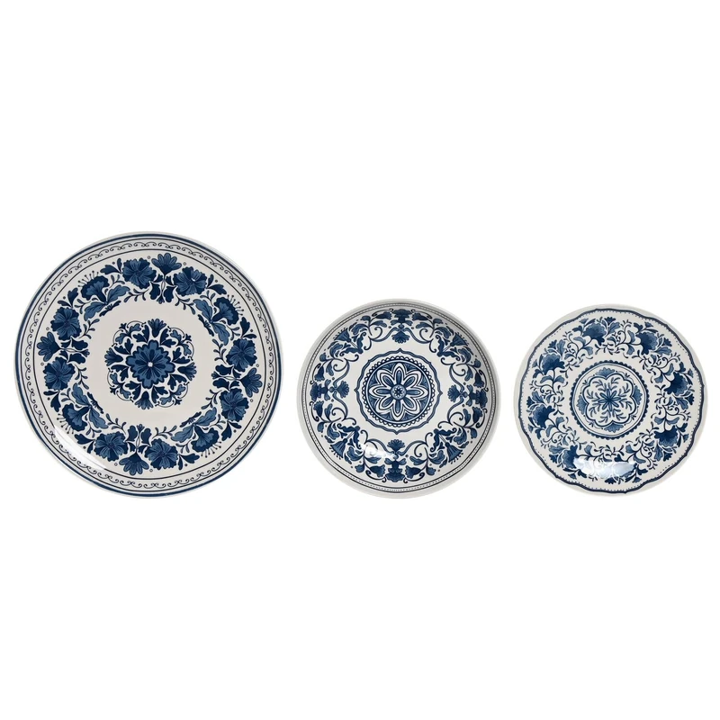 Vajilla Set 18 Porcelain 27 x 27 x 2 cm Ethnic Azul