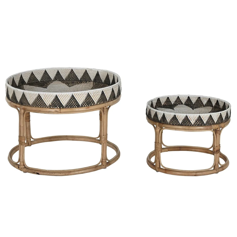 Mesa Centro Set of 2 Ratan 70 x 70 x 50 cm Hecho Hand