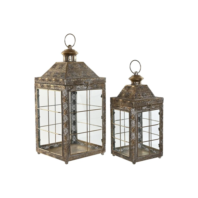 Farola Set of 2 Metal Crystal 26 x 26 x 53 cm 17.5 x 41 cm - Image 1
