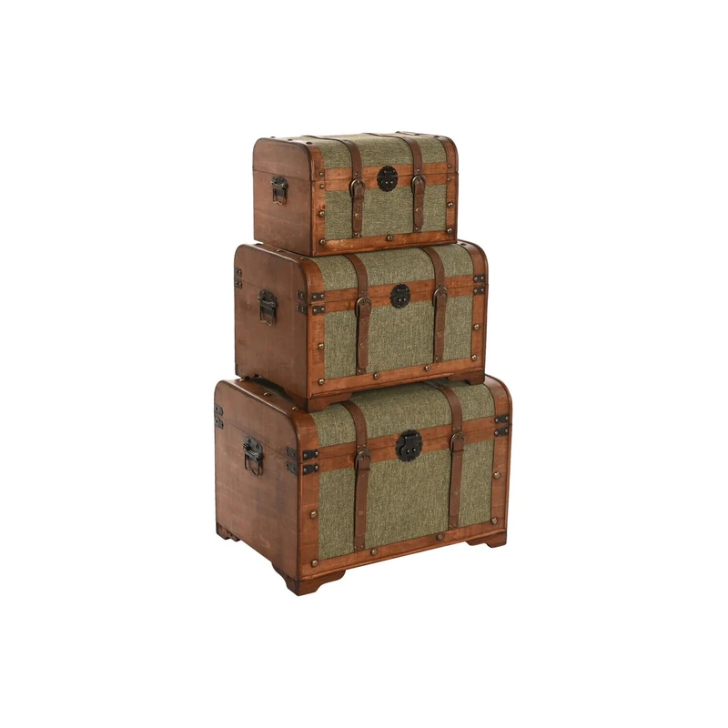 AlexandreHouse BAUL Set of 3 Madera Lienzo 60 x 43.5 x 42 cm 10.00 Green