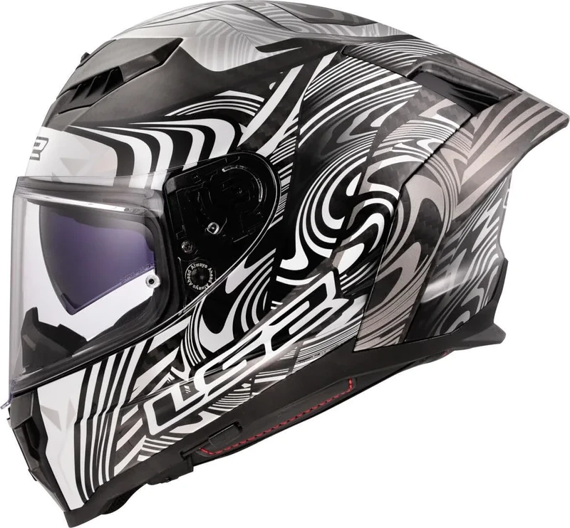 LS2 Dragon FF807. Motorcycle Helmet. Full Face. Full Carbon. Dark Visor, Pinlock and Carrying Bag Included. Enthum Gloss Silver. XL