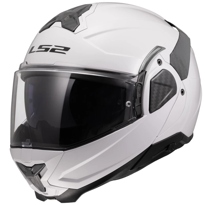 LS2 Advant II FF910. Motorcycle Helmet. Modular Flip Front. KPA + Carbon Components. Pinlock and Carry Backpack Included. Gloss White. 3XL