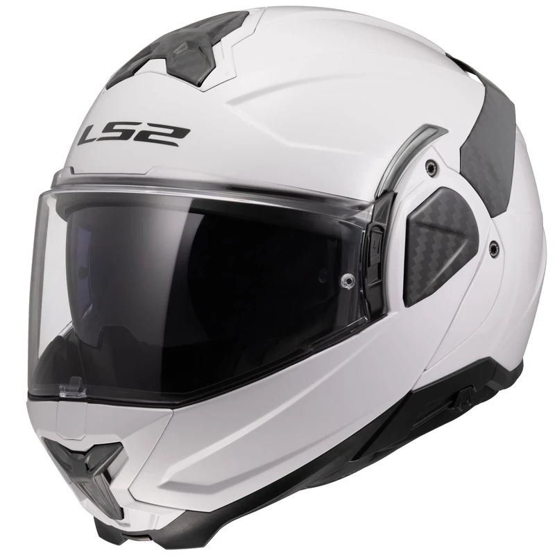 LS2 Advant II FF910. Motorcycle Helmet. Modular Flip Front. KPA + Carbon Components. Pinlock and Carry Backpack Included. Gloss White. S