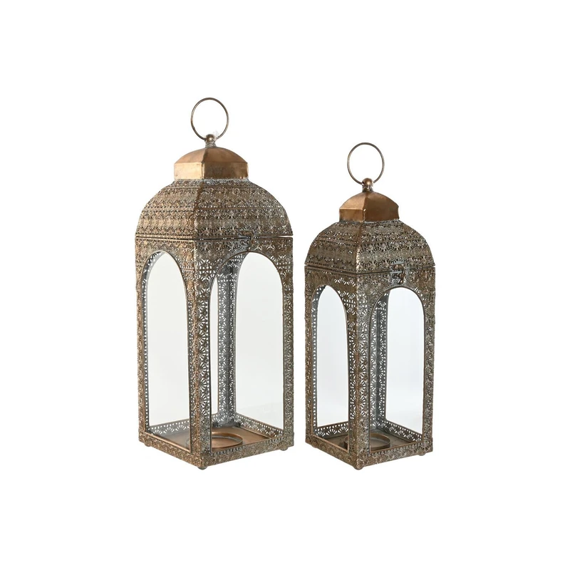 Farola Set of 2 Metal Crystal 20 x 20 x 56 cm 16 x 46.5 cm Decape