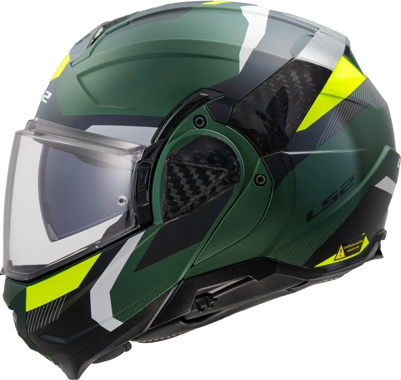 LS2 Advant II FF910. Motorcycle Helmet. Modular Flip Front. KPA + Carbon Components. Pinlock and Carry Backpack Included. TRIPLE Matt Olive. 3XL