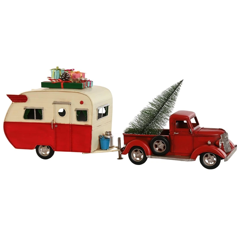 VEHICULO DECORACION Metal 73X19X28.5 CARAVANA Rojo - Image 1