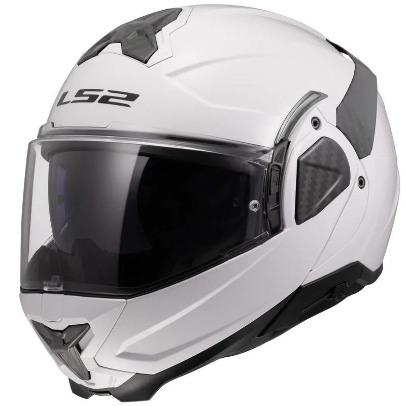 LS2 Advant II FF910. Motorcycle Helmet. Modular Flip Front. KPA + Carbon Components. Pinlock and Carry Backpack Included. Gloss White. L