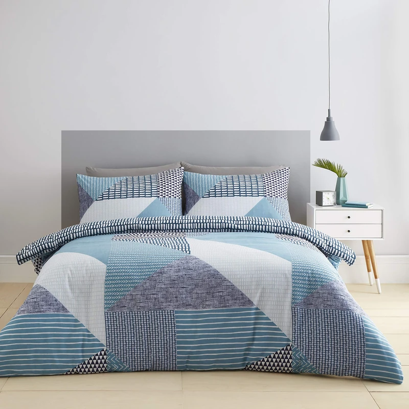 Catherine Lansfield Larsson Geo Teal Duvet Cover Set 200 x 220 + 60 x 70 (2)
