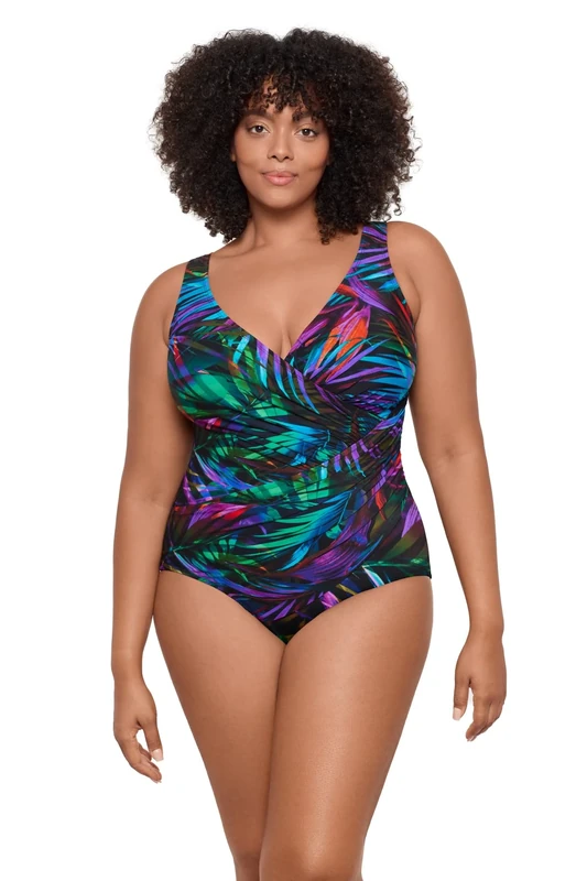 Miraclesuit Women's Plus Size Swimwear Must Haves Oceanus One Piece Swimsuit, Multi, 16