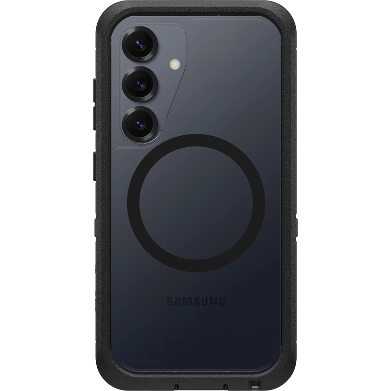 OtterBox Defender Series XT Clear Case with Magnets for Samsung Galaxy S25, Shockproof, Drop proof, Ultra-Rugged, Protective Case, 7x Tested to Military Standard, Clear/Black