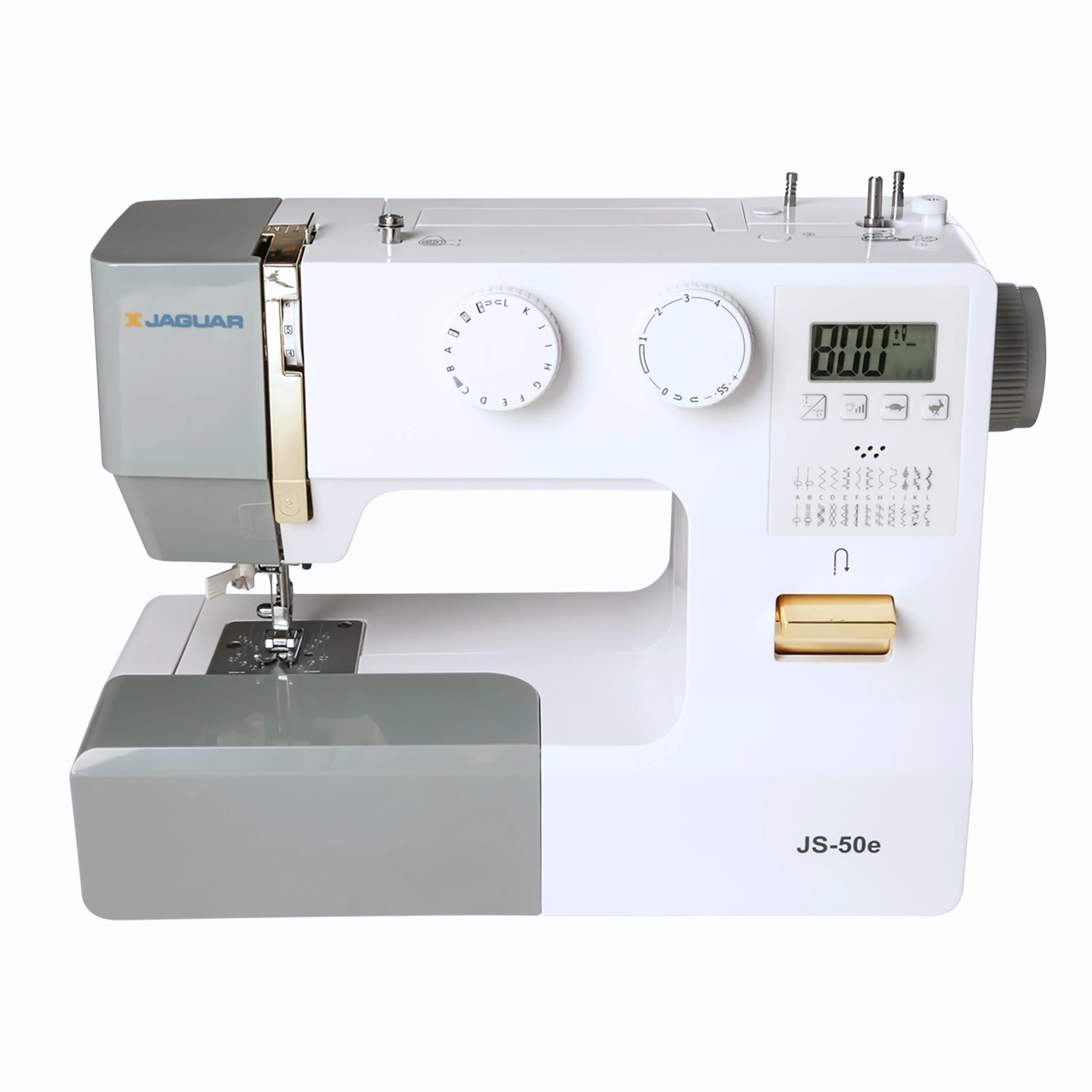 Jaguar JS-50e Sewing Machine – 100W Power Servo Motor, LED Screen, Voice Feedback, 24 Built-In Stitches – Entry-Level Heavy-Duty Machine for Thick & Thin Fabrics, Perfect for Beginners & Experts!