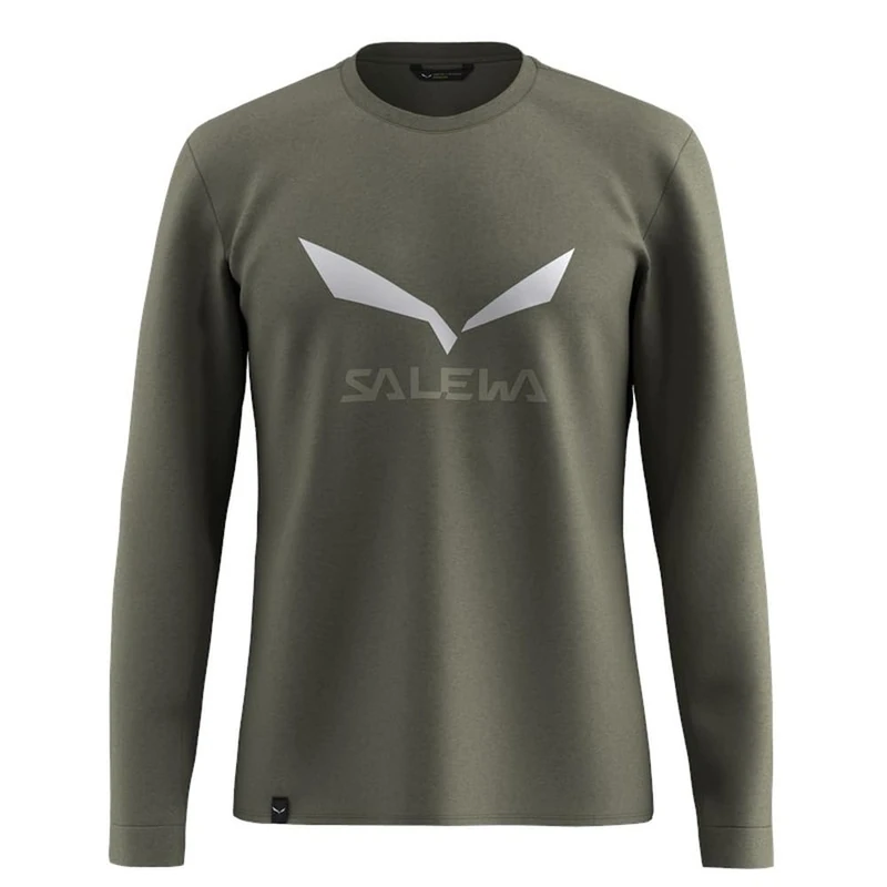 Salewa Solidlogo Dry L/S Tee M, Faded Green, L