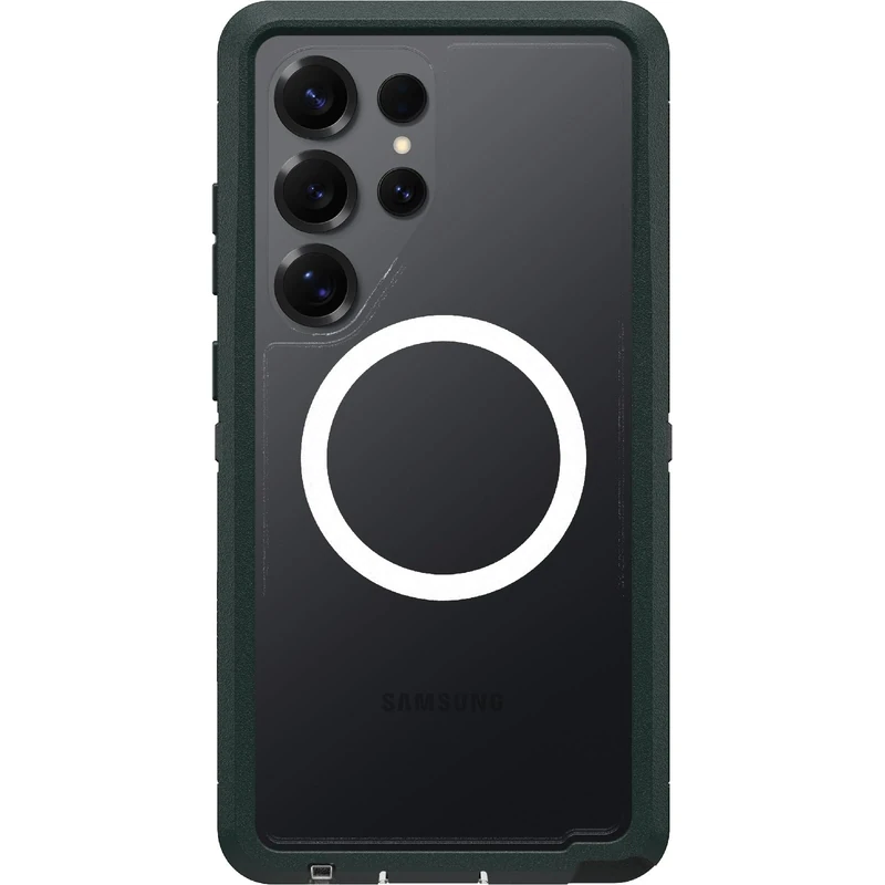 OtterBox Defender Series XT Clear Case with Magnets for Samsung Galaxy S25 Ultra, Shockproof, Drop proof, Ultra-Rugged, Protective Case, 7x Tested to Military Standard, Green
