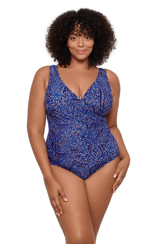 Miraclesuit Women's Plus Size Swimwear Must Haves Oceanus One Piece Swimsuit, Plum/Multi, 24