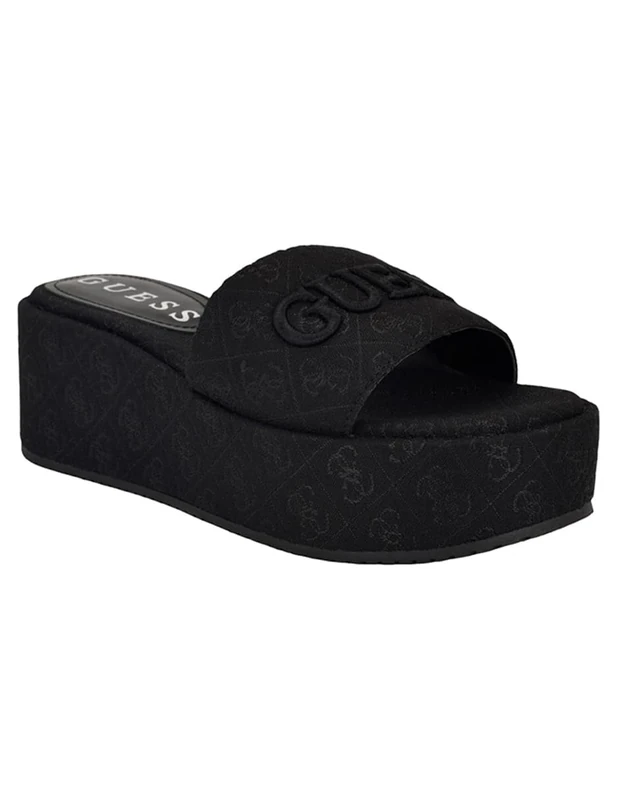 GUESS Women's Bintai Sandal, Black Logo 001, 8 UK