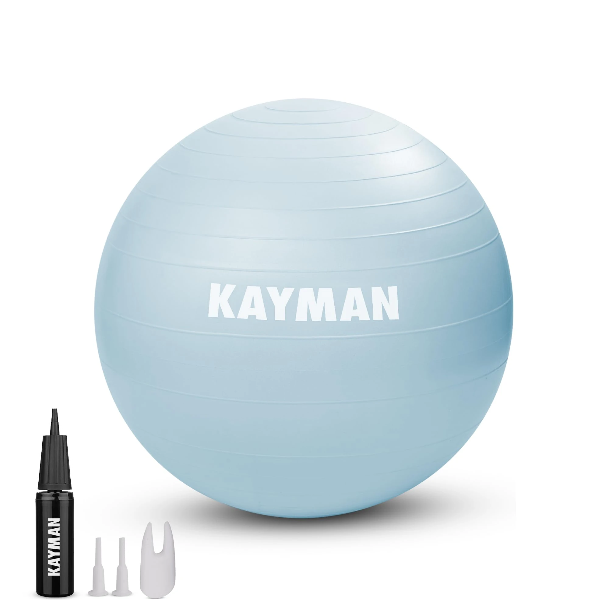 KAYMAN 55cm Exercise Ball Blue - Anti-Burst System, Non-Slip Rings, Durable Material, Easy to Inflate, Perfect for Yoga, Pilates, Fitness, Balance Training, Gym, and Home Workouts.