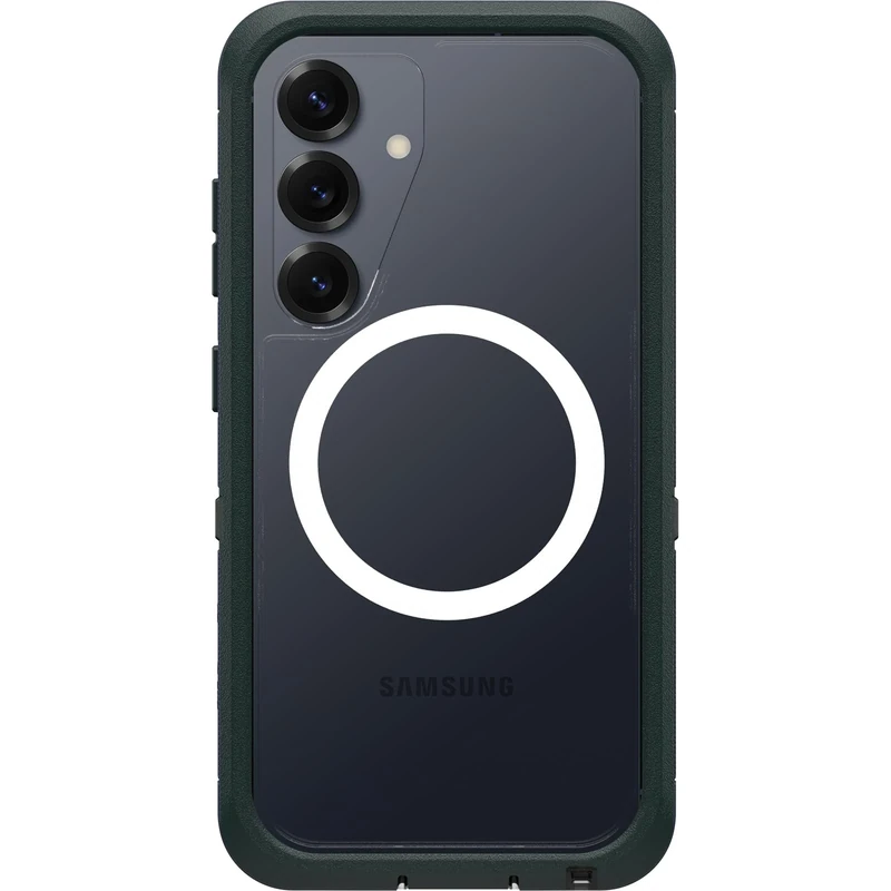 OtterBox Defender Series XT Clear Case with Magnets for Samsung Galaxy S25, Shockproof, Drop proof, Ultra-Rugged, Protective Case, 7x Tested to Military Standard, Green
